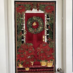 Christmas Wreath Door Timeless Treasures Holly Quilting Cotton Fabric Panel